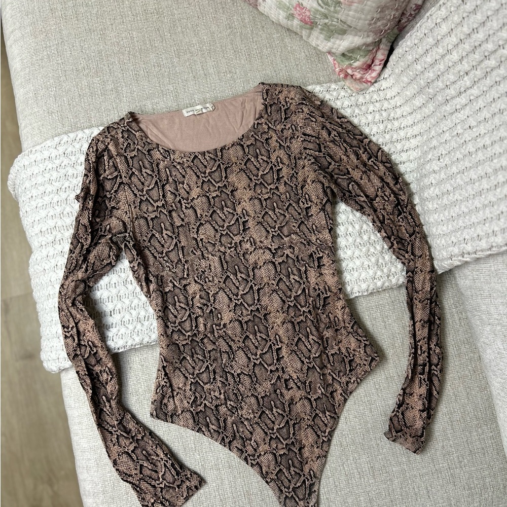 Good American Snake Print Bodysuit in Brown